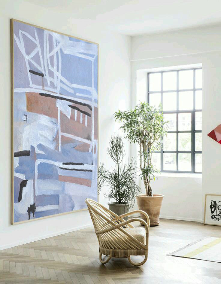Original Artwork Extra Large Abstract Painting,Vertical Palette Knife Contemporary Art,Modern Paintings On Canvas,Grey,Violet Ash,Taupe,White.etc